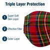 Wecare Disposable Face Mask, 3-Ply with Ear Loop 50 Individually Wrapped, Red Plaid, 50PK WMN100050